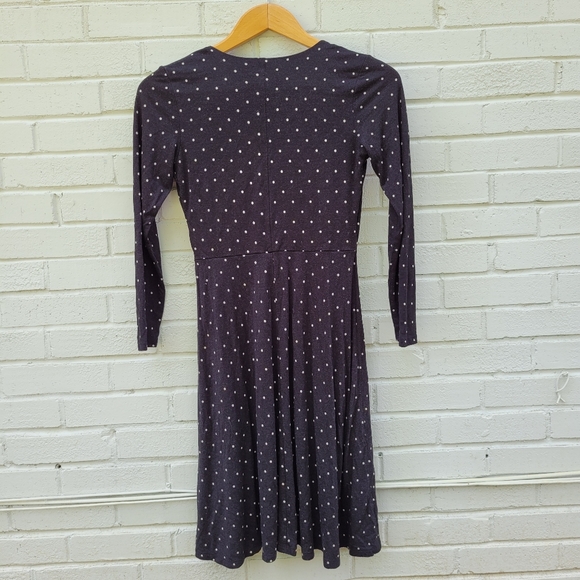 Old Navy Polka Dot Faux Wrap Midi Dress Gray White‎ Size Small - Picture 9 of 10